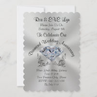 Diamond Wedding Anniversary Invitations, YOUR TEXT