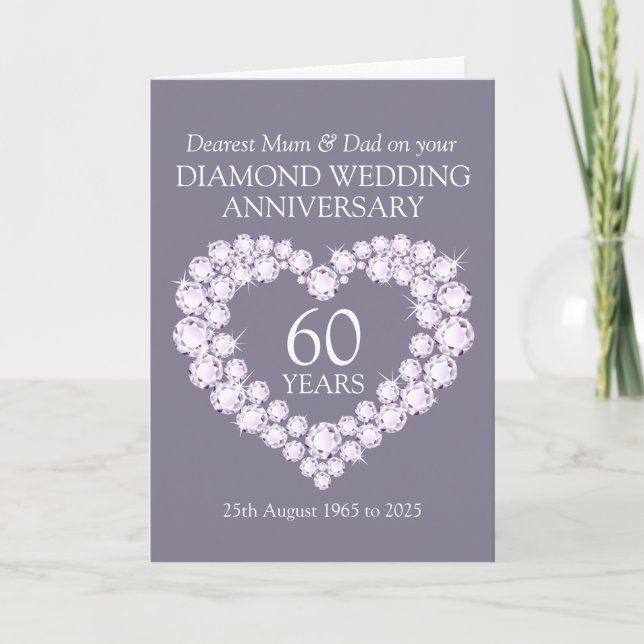 Diamond wedding anniversary mum and dad card (Front)