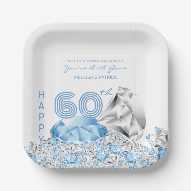 Diamond Wedding Anniversary Paper Plate (Front)