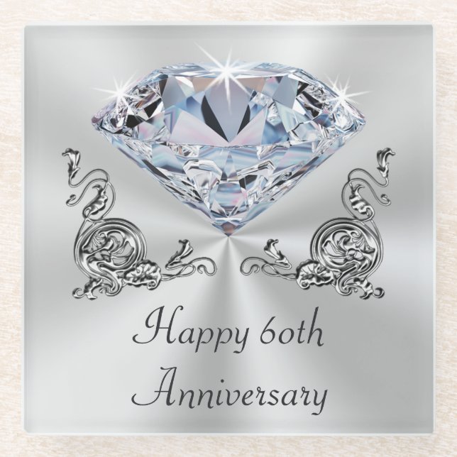 Diamond Wedding Anniversary Presents, Coasters (Front)
