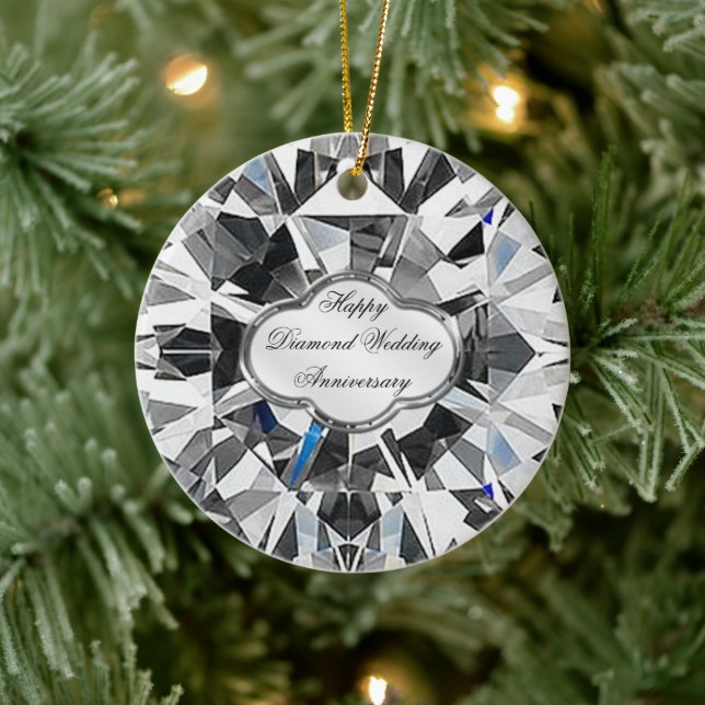 Diamond Wedding Anniversary Round Ornament (Tree)