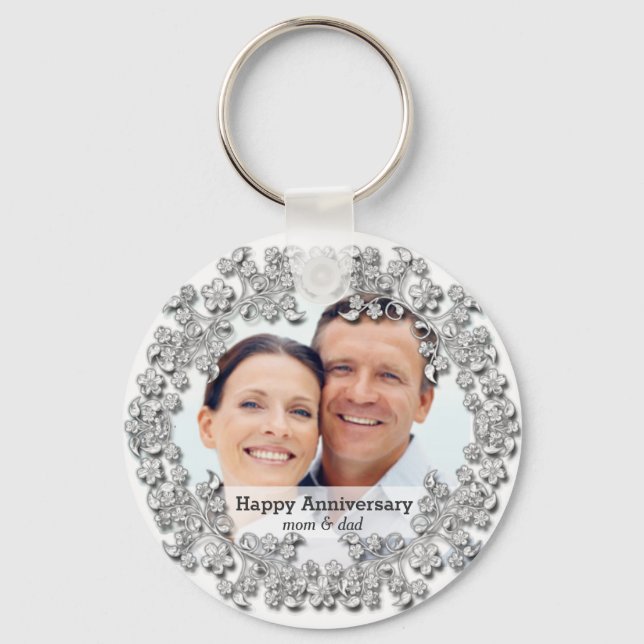 Diamond wedding anniversary with a photo key ring (Front)