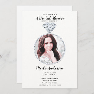 Diamond Wedding Bling Ring Bridal Shower Photo Invitation