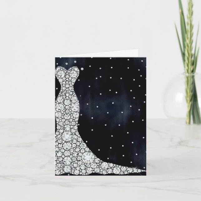 Diamond Wedding Dress Modern Blue Bridal Shower Invitation (Front)