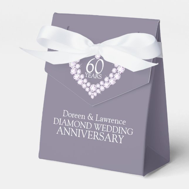 Diamond wedding heart 60 years thank you favour bo box (Front Side)