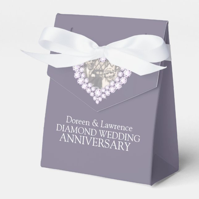 Diamond wedding heart photo thank you favour box (Front Side)