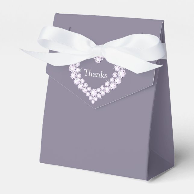 Diamond wedding heart thank you favour box (Front Side)