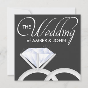 Diamond Wedding Rings Invitaion (Black) Invitation