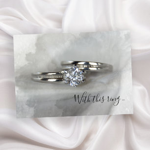 Diamond Wedding Rings on Grey Marriage Invitation