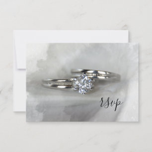 Diamond Wedding Rings on Grey RSVP Card