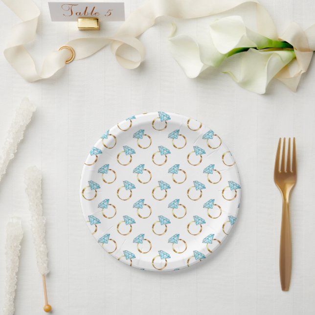 Diamond Wedding Rings Pattern Paper Plate (Wedding)