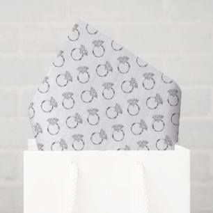 Diamond Wedding Rings Silver Pattern Tissue Paper
