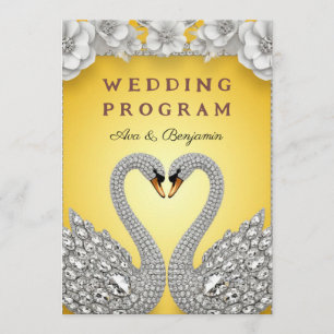 Diamond Wedding Swan Pair Luxury Romance Theme Programme