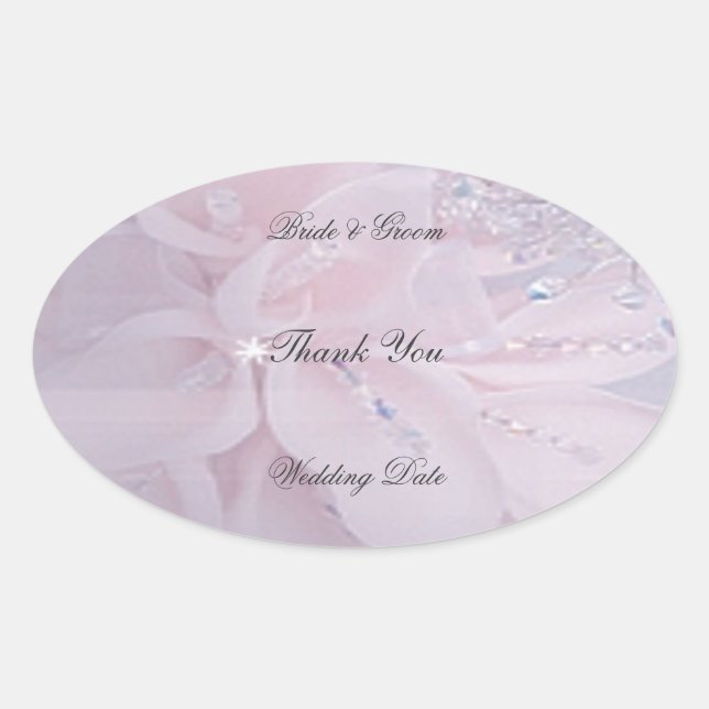 Diamond Wedding Thank You Oval Sticker (Front)
