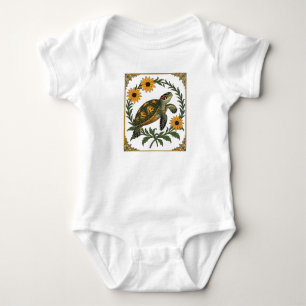 Diamondback Terrapin And Black Eyed Susan Flowers Baby Bodysuit