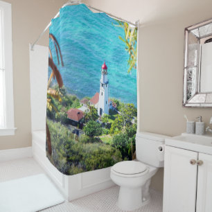 Diamondhead Lighthouse Oahu Hawaii Shower Curtain