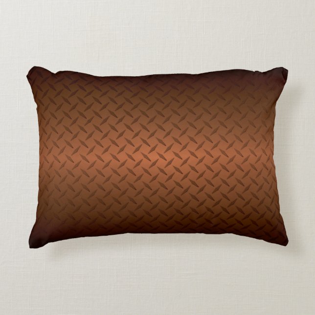 Diamondplate Look Pattern Black to Copper Fade Decorative Cushion (Front)