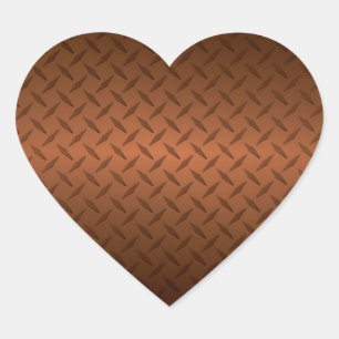 Diamondplate Look Pattern  Black to Copper Fade Heart Sticker