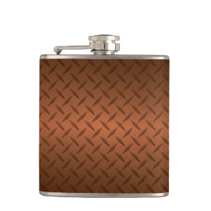 Diamondplate Look Pattern Black to Copper Fade Hip Flask