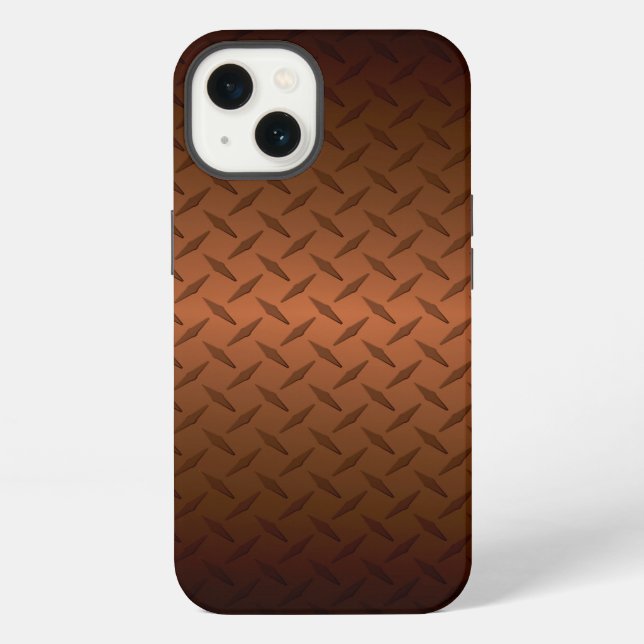 Diamondplate Look Pattern Black to Copper Fade iPhone Case (Back)