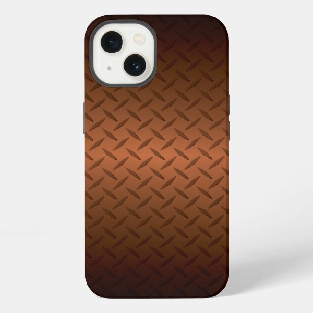 Diamondplate Look Pattern  Black to Copper Fade iPhone Case (Back)