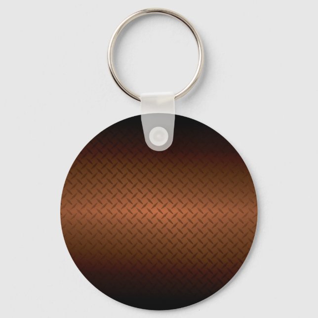 Diamondplate Look Pattern  Black to Copper Fade Key Ring (Front)