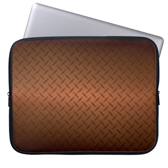 Diamondplate Look Pattern  Black to Copper Fade Laptop Sleeve (Front)