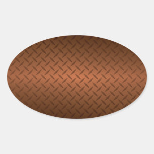 Diamondplate Look Pattern Black to Copper Fade Oval Sticker