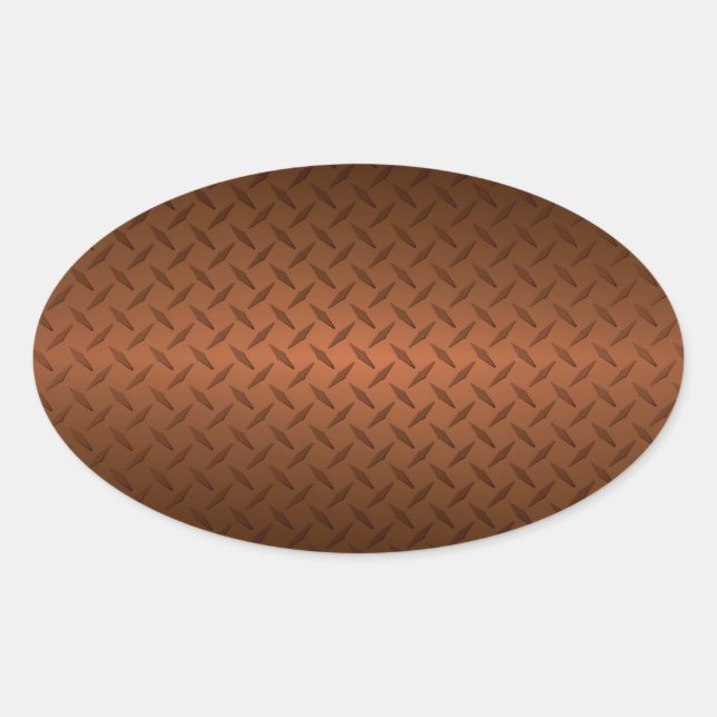 Diamondplate Look Pattern  Black to Copper Fade Oval Sticker (Front)