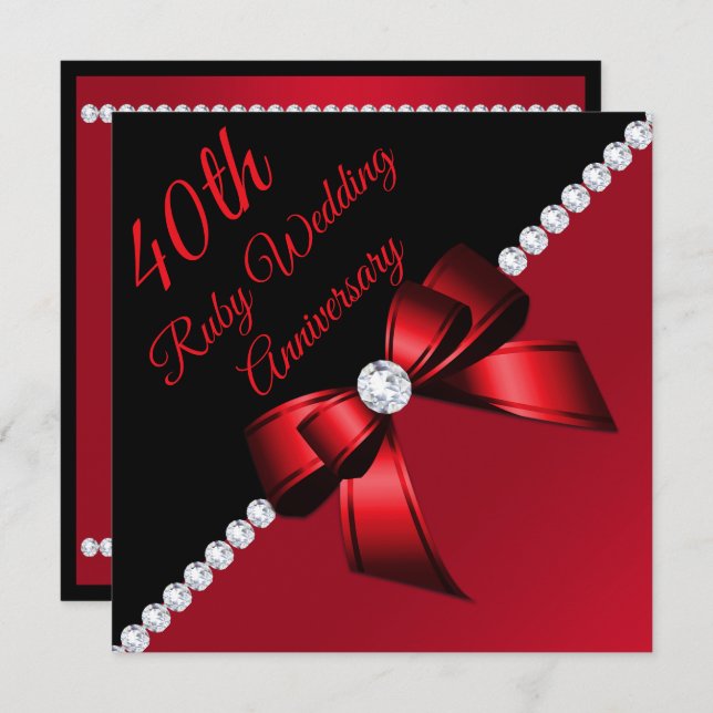 Diamonds 4oth Ruby Wedding Anniversary Invitation (Front/Back)