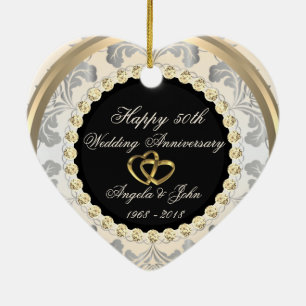 Diamonds 50th Wedding Anniversary Ceramic Tree Decoration