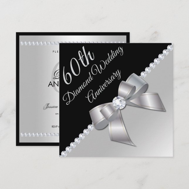 Diamonds 6oth Wedding Anniversary Invitation (Front/Back)