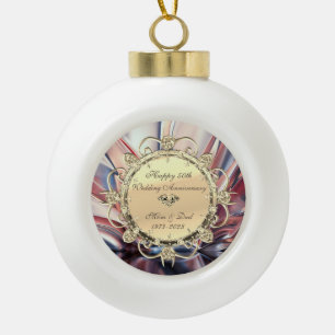  Diamonds Abstract 50th Wedding Anniversary  Ceramic Ball Christmas Ornament