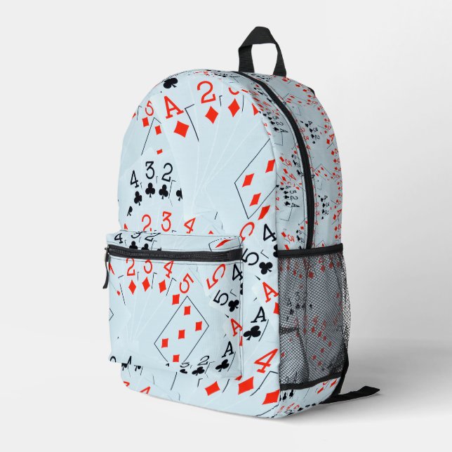 Diamonds And Clubs Straight Flush Ace to Five, Printed Backpack (Back Corner Right)