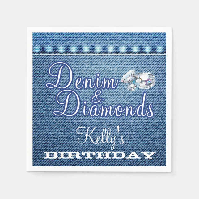 Diamonds and Denim Party, Custom Napkins (Front)
