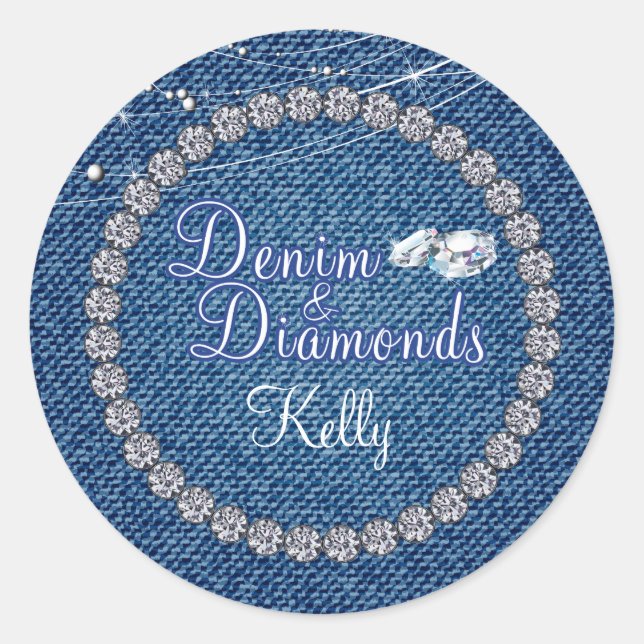 Diamonds and Denim Party Stickers (Front)