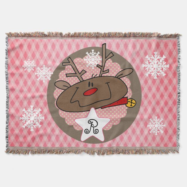 Diamonds and Dots Reindeer Holiday Throw (Front)