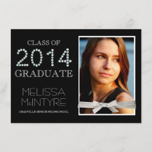 Diamonds and Glitter Bling Grad 2014 with Photo Invitation