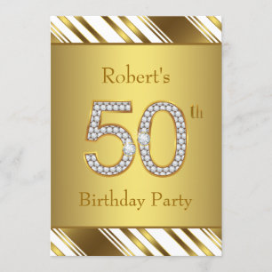 Diamonds and Gold 50th Birthday Party Invitation