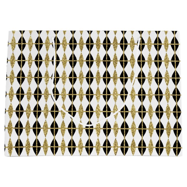 Diamonds and Gold Grid Large Gift Bag (Front)
