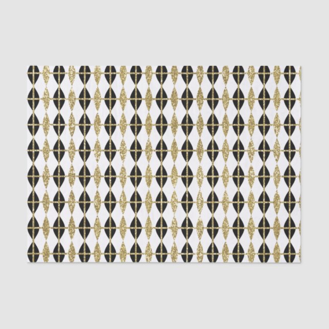 Diamonds and Gold Grid Tissue Paper (Front)