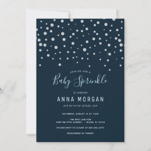 Diamonds and Navy Blue Baby Sprinkle Invitation