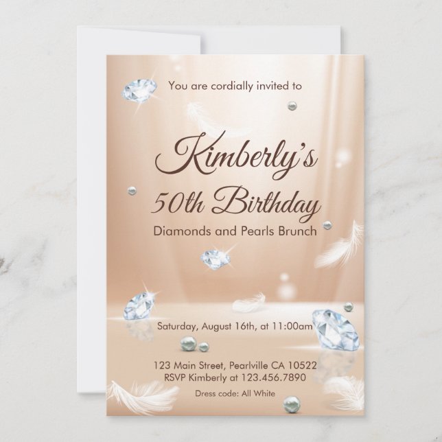 Diamonds and Pearls Birthday Brunch Invitation (Front)