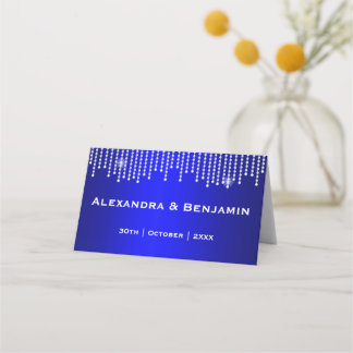 Diamonds and Pearls Blue Wedding Place Card