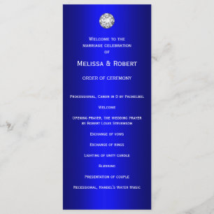 Diamonds and Pearls Blue Wedding Programme