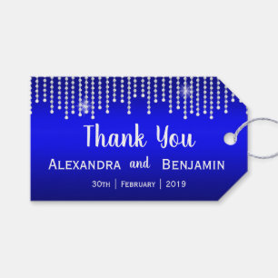 Diamonds and Pearls Blue Wedding Thank You Gift Tags