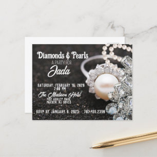 Diamonds and Pearls Party Invitation Postcard