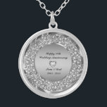 Diamonds And Silver 10th Wedding Anniversary Silver Plated Necklace<br><div class="desc">Encrusted diamonds and silver( image not real or fake diamonds) 10th wedding anniversary customisable necklaces.</div>