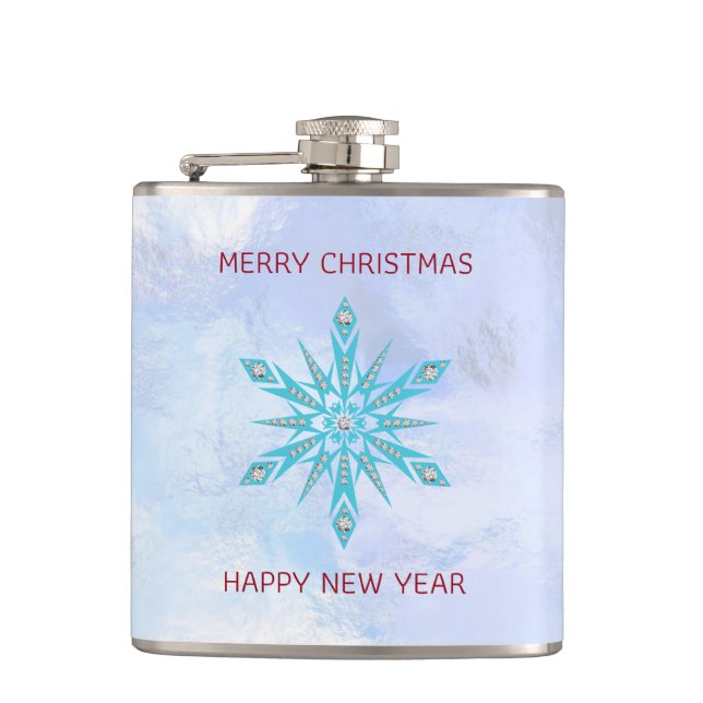 Diamonds And Snowflakes Hip Flask (Front)