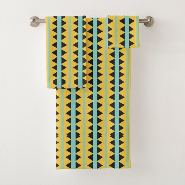 Diamonds and stripes Pattern mix Bath Towel Set (Insitu)